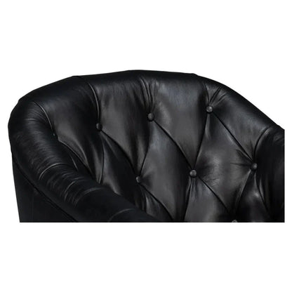 Sarreid Coolidge Leather Black Swivel Arm Chair