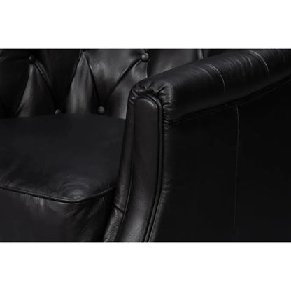 Sarreid Coolidge Leather Black Swivel Arm Chair