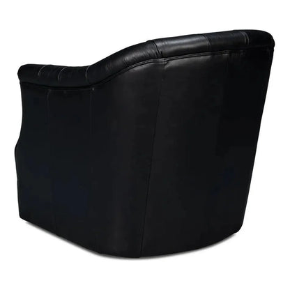 Sarreid Coolidge Leather Black Swivel Arm Chair