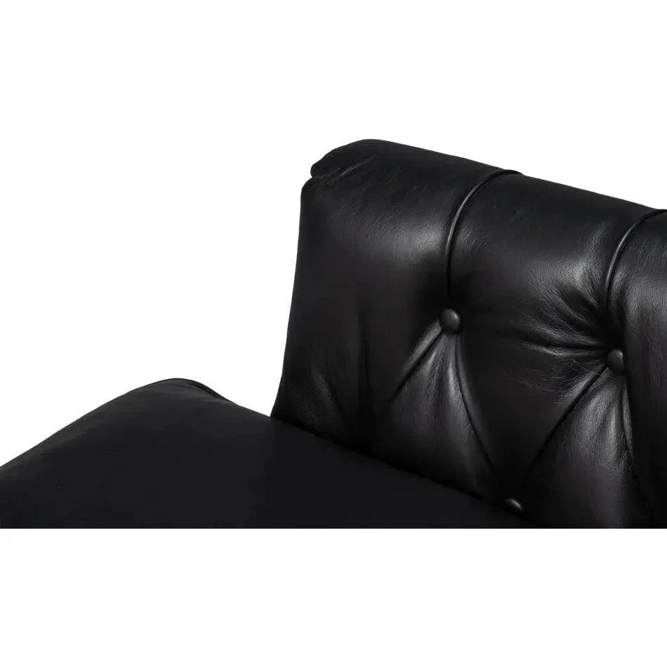 Sarreid Coolidge Leather Black Swivel Arm Chair