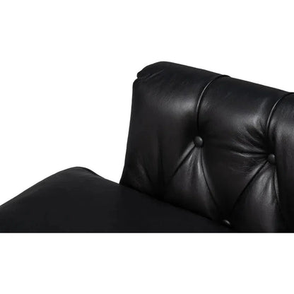 Sarreid Coolidge Leather Black Swivel Arm Chair