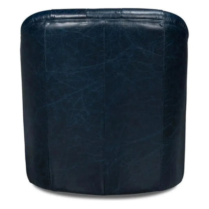 Sarreid Coolidge Leather Blue Swivel Arm Chair