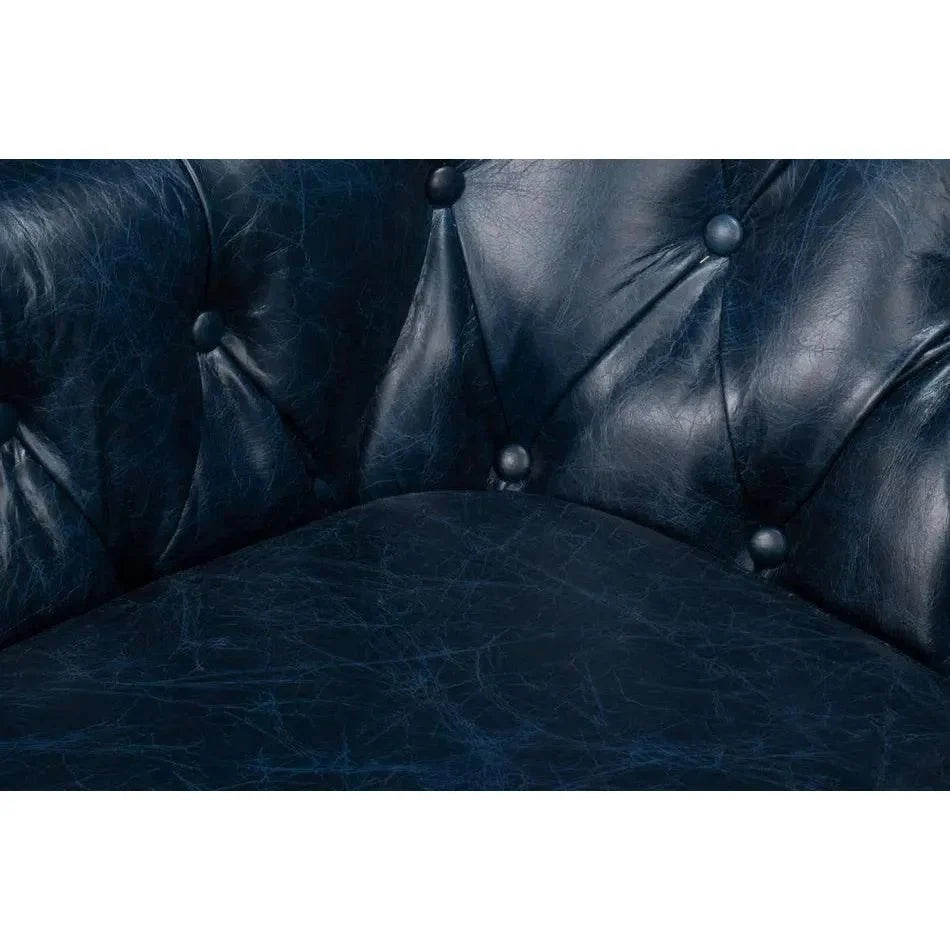 Sarreid Coolidge Leather Blue Swivel Arm Chair