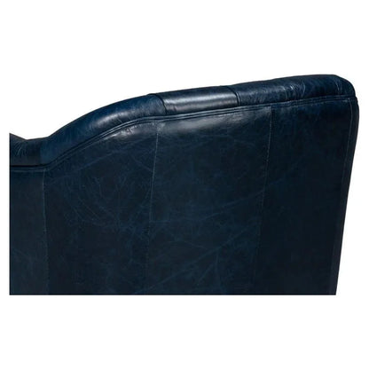Sarreid Coolidge Leather Blue Swivel Arm Chair