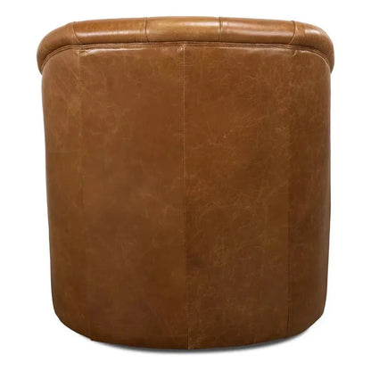 Coolidge Leather Swivel Club Chair Cuba Brown - LOOMLAN - Sarreid - Club Chairs