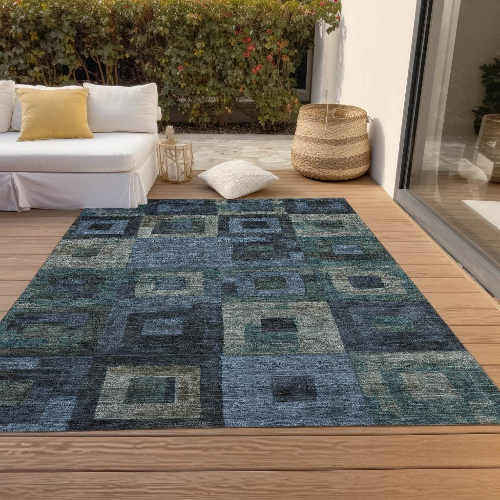 Cora Blue Washable Indoor - Outdoor Rug - LOOMLAN - LOOMLAN Rugs - Outdoor Rugs