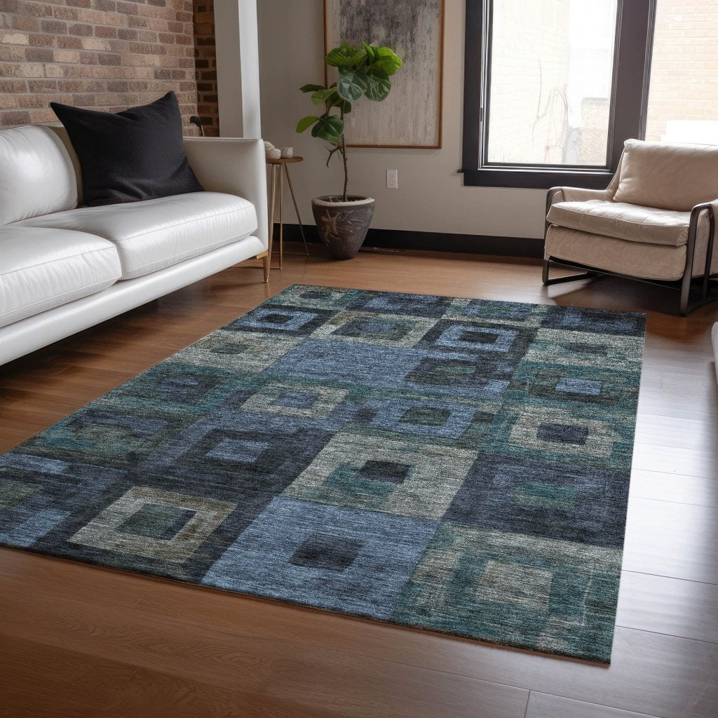 Cora Blue Washable Indoor - Outdoor Rug - LOOMLAN - LOOMLAN Rugs - Outdoor Rugs