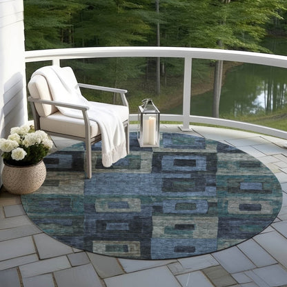 Cora Blue Washable Indoor - Outdoor Rug - LOOMLAN - LOOMLAN Rugs - Outdoor Rugs