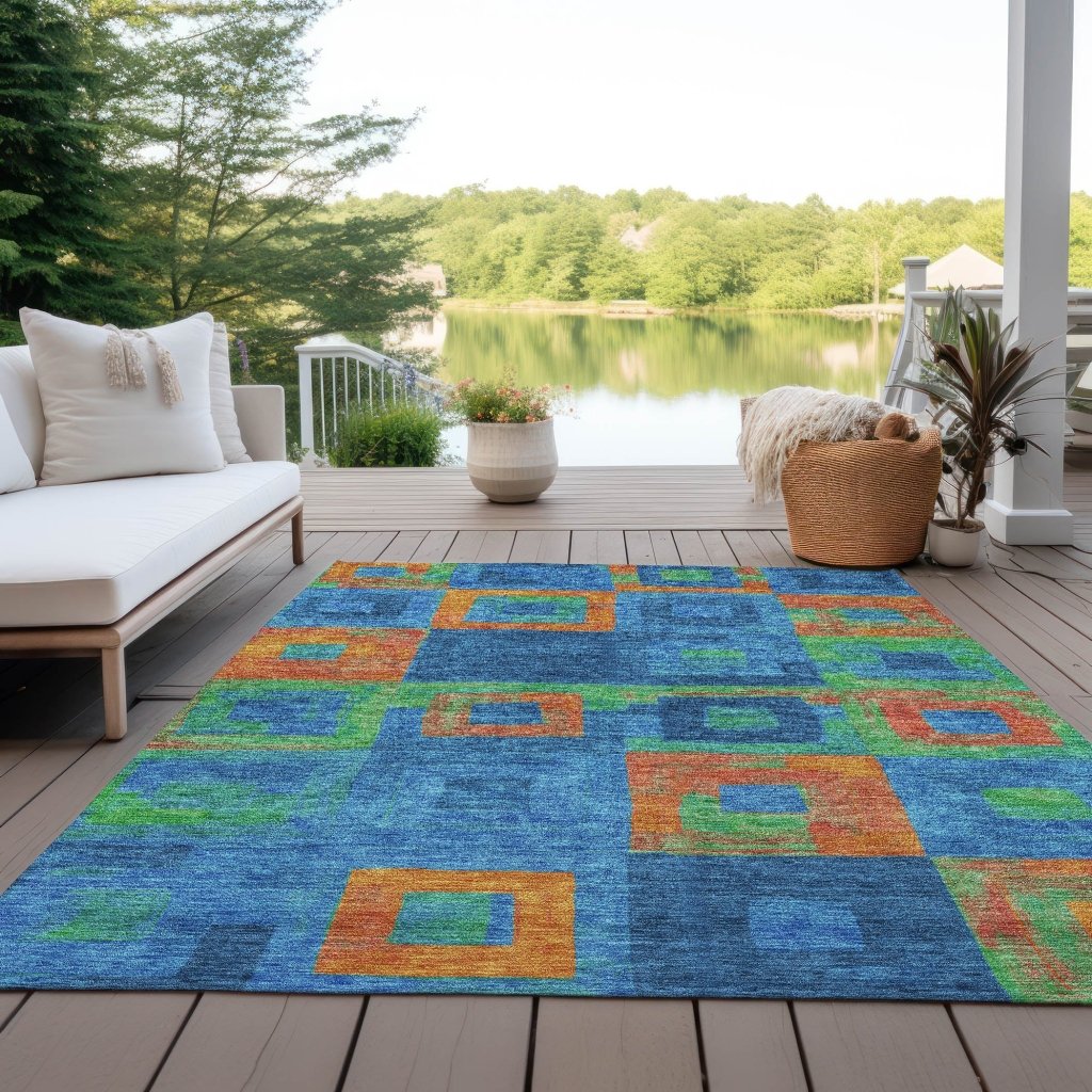 Cora Denim Washable Indoor - Outdoor Rug - LOOMLAN - LOOMLAN Rugs - Outdoor Rugs