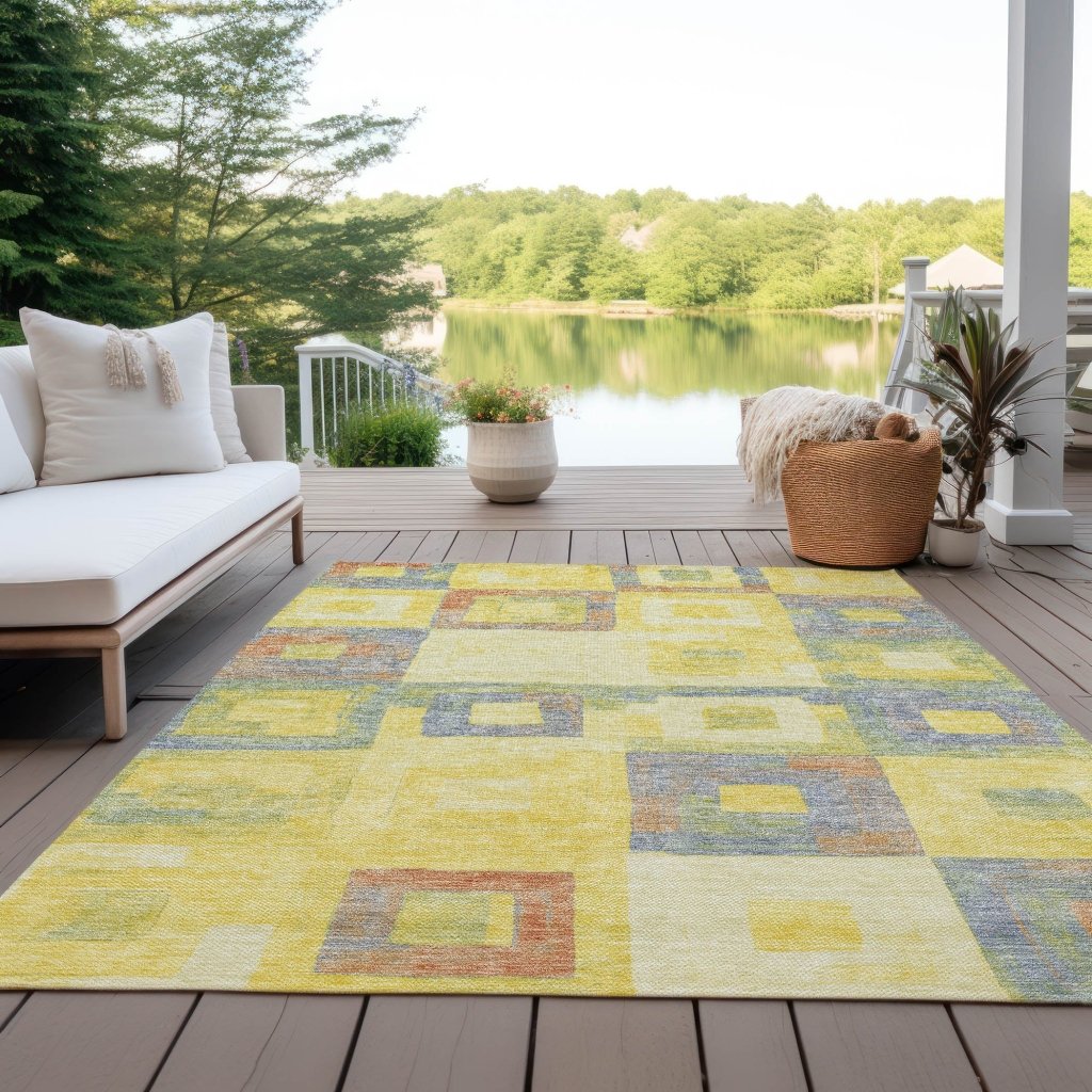 LOOMLAN Rugs Cora Gold Washable Indoor-Outdoor Rug