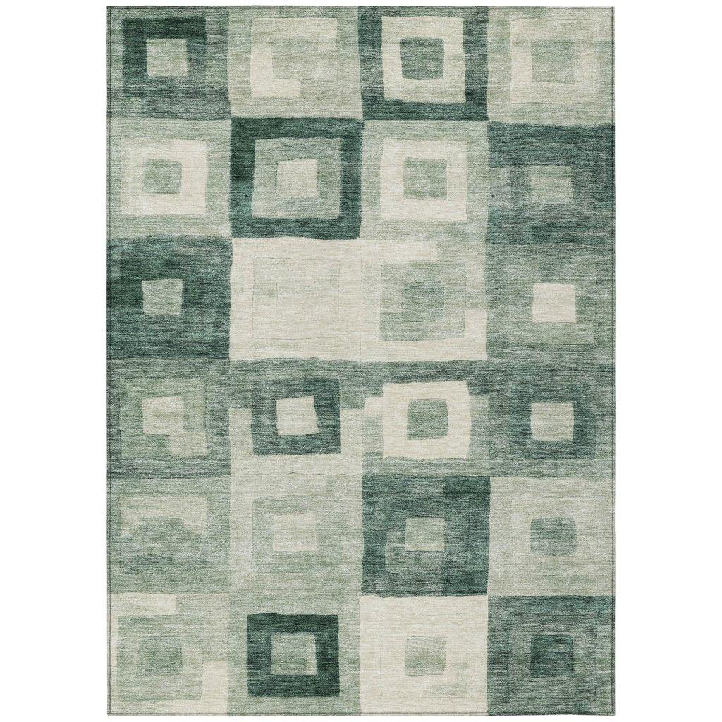 Cora Green Washable Indoor-Outdoor Rug