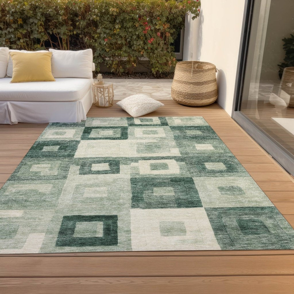 Cora Green Washable Indoor - Outdoor Rug - LOOMLAN - LOOMLAN Rugs - Outdoor Rugs