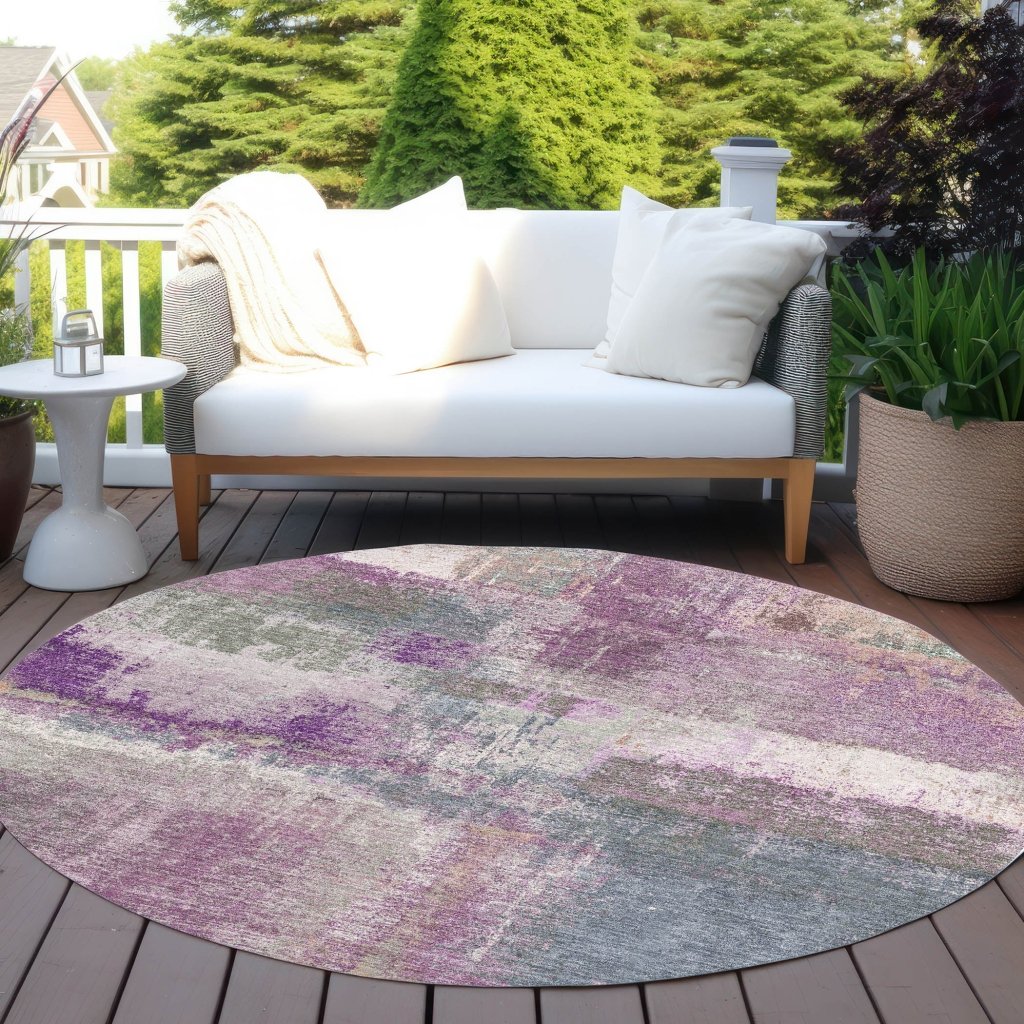 LOOMLAN Rugs Coralia Purple Washable Indoor-Outdoor Rug