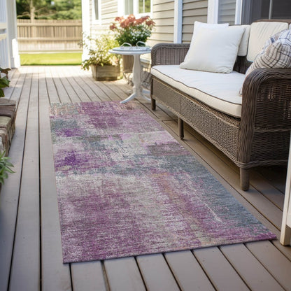 LOOMLAN Rugs Coralia Purple Washable Indoor-Outdoor Rug