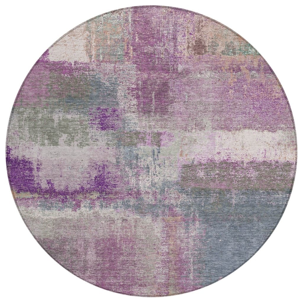 LOOMLAN Rugs Coralia Purple Washable Indoor-Outdoor Rug