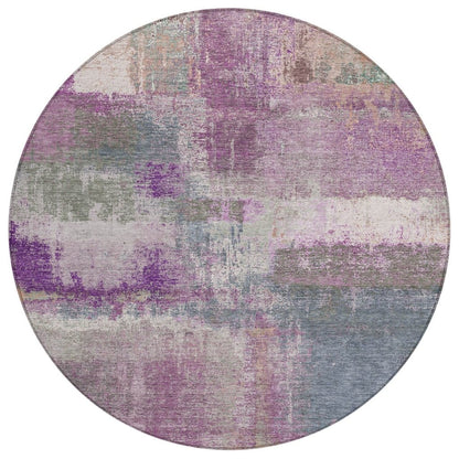 LOOMLAN Rugs Coralia Purple Washable Indoor-Outdoor Rug