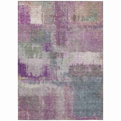 LOOMLAN Rugs Coralia Purple Washable Indoor-Outdoor Rug