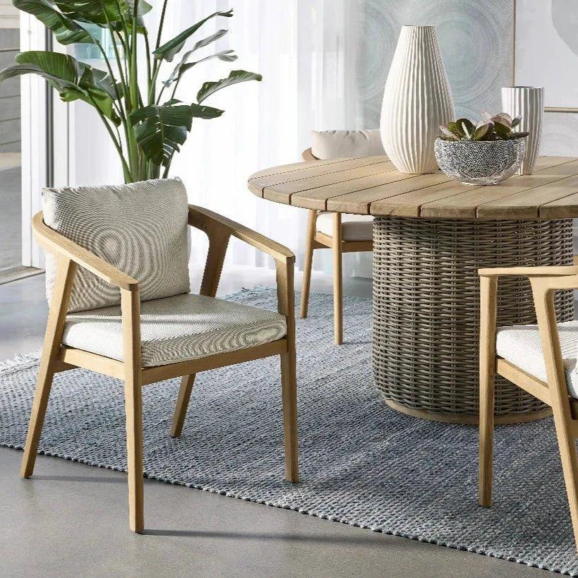 Coraline Fabric Outdoor Dining Armchair - LOOMLAN - SUNPAN - Outdoor Dining Chairs