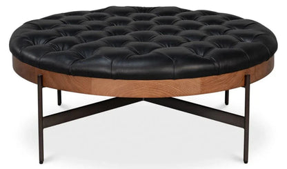 Corbet Tufted Leather Cocktail Ottoman