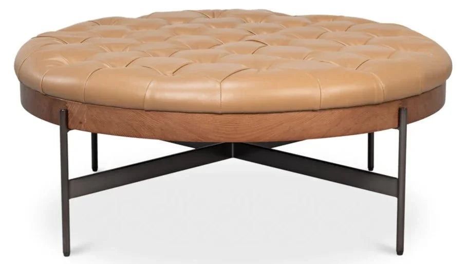 Corbet Tufted Leather Cocktail Ottoman
