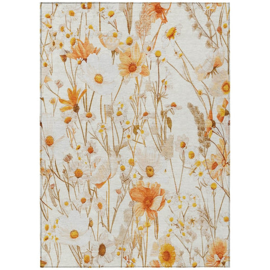 LOOMLAN Rugs Cordela Ivory Washable Indoor-Outdoor Rug