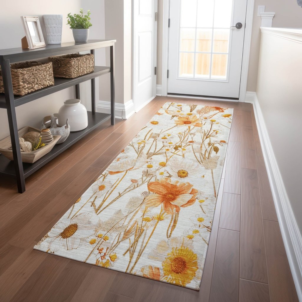 LOOMLAN Rugs Cordela Ivory Washable Indoor-Outdoor Rug