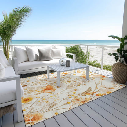 LOOMLAN Rugs Cordela Ivory Washable Indoor-Outdoor Rug