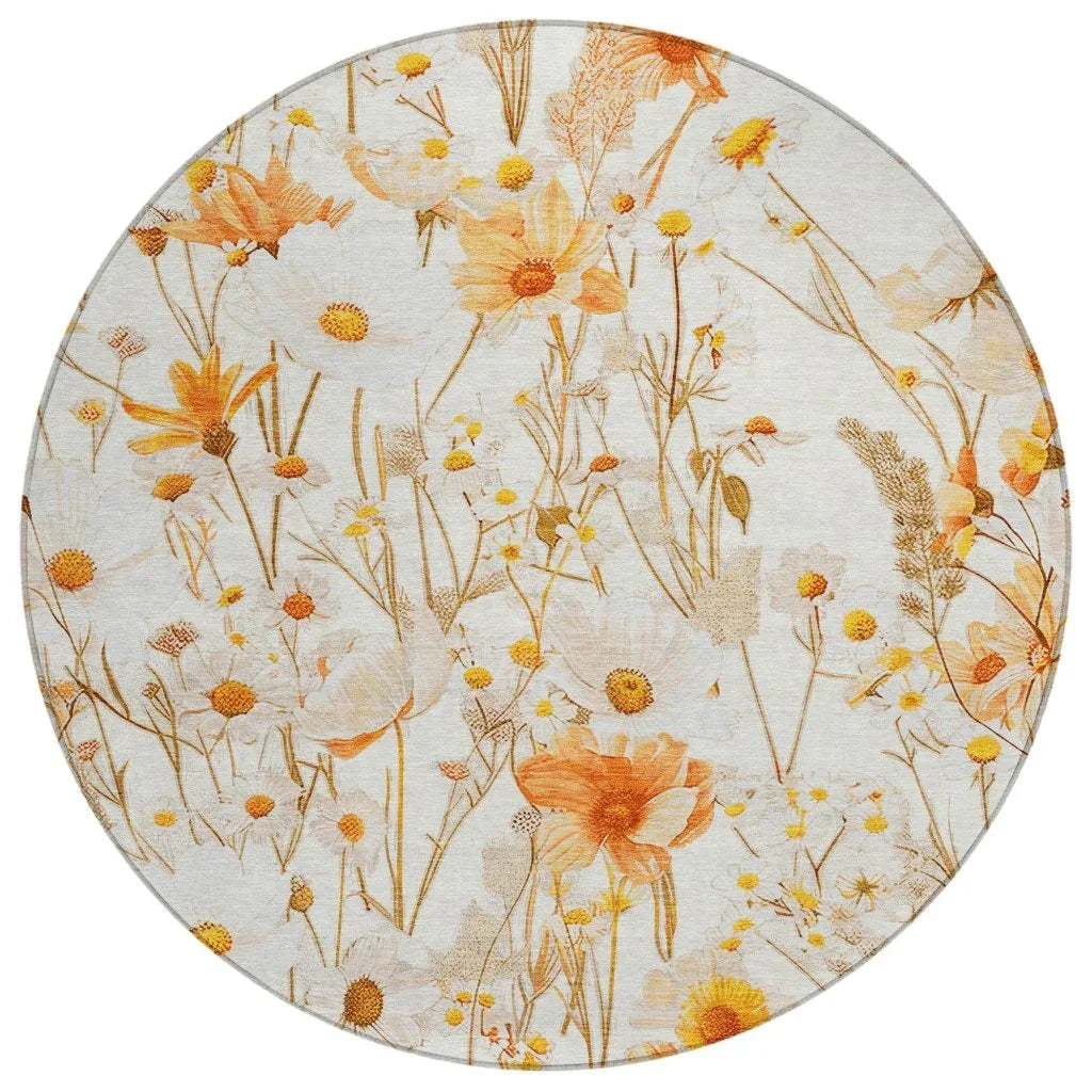 LOOMLAN Rugs Cordela Ivory Washable Indoor-Outdoor Rug
