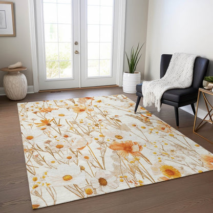 LOOMLAN Rugs Cordela Ivory Washable Indoor-Outdoor Rug