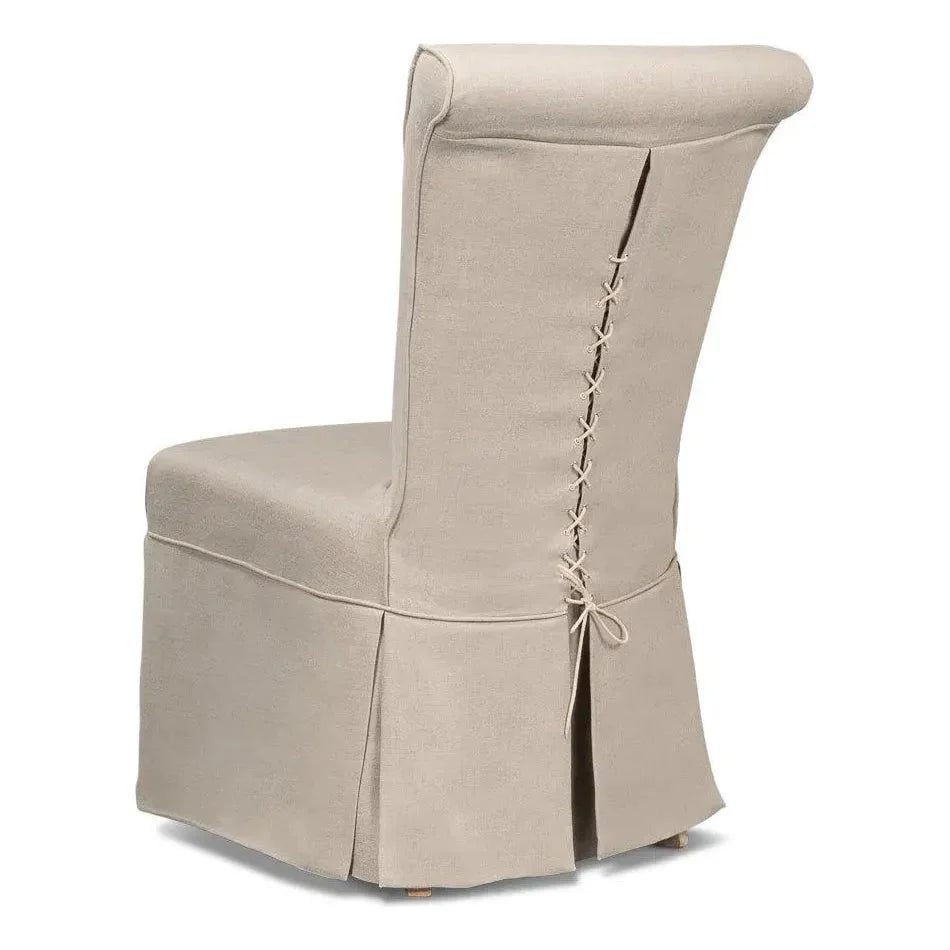 Corseted Dining Chairs 2PC Linen Upholstery - LOOMLAN - Sarreid - Dining Chairs