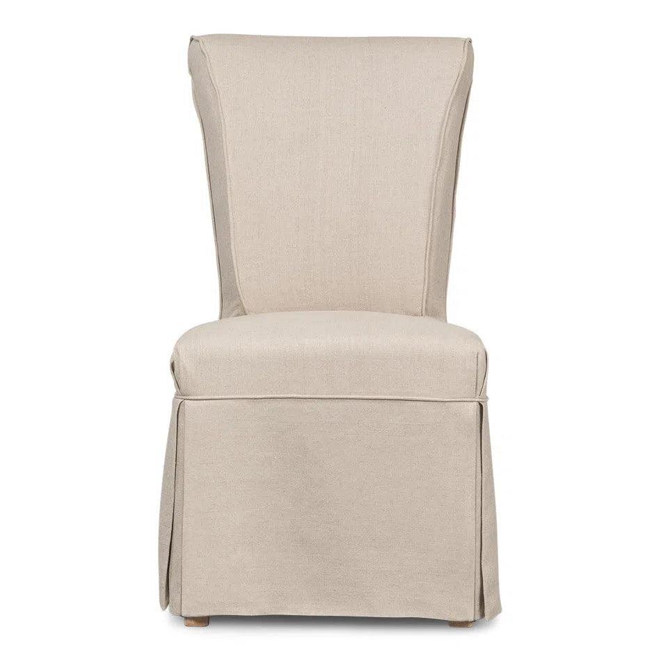 Corseted Dining Chairs 2PC Linen Upholstery - LOOMLAN - Sarreid - Dining Chairs