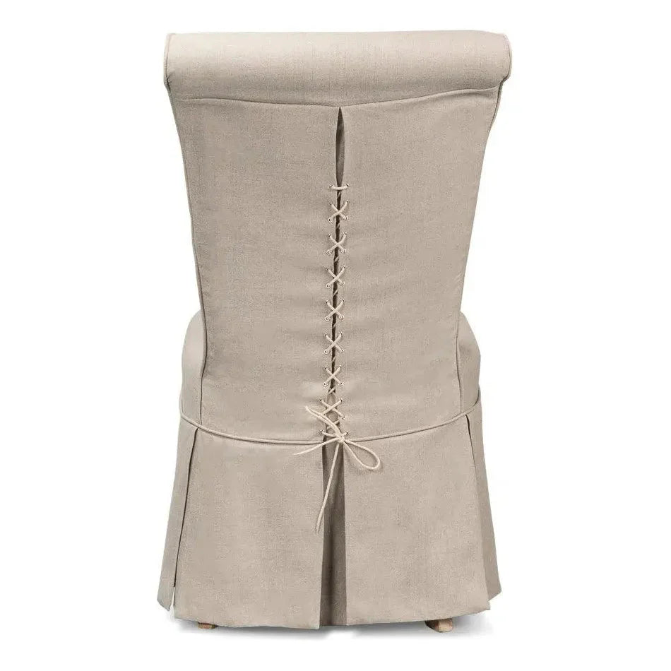 Corseted Dining Chairs 2PC Linen Upholstery - LOOMLAN - Sarreid - Dining Chairs