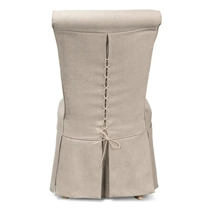 Corseted Dining Chairs 2PC Linen Upholstery - LOOMLAN - Sarreid - Dining Chairs