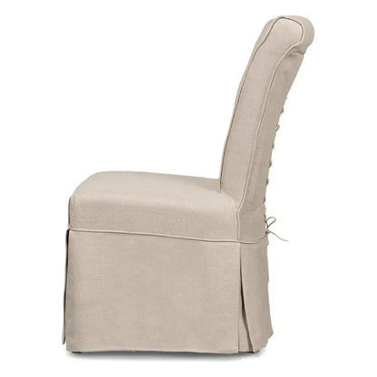 Corseted Dining Chairs 2PC Linen Upholstery - LOOMLAN - Sarreid - Dining Chairs