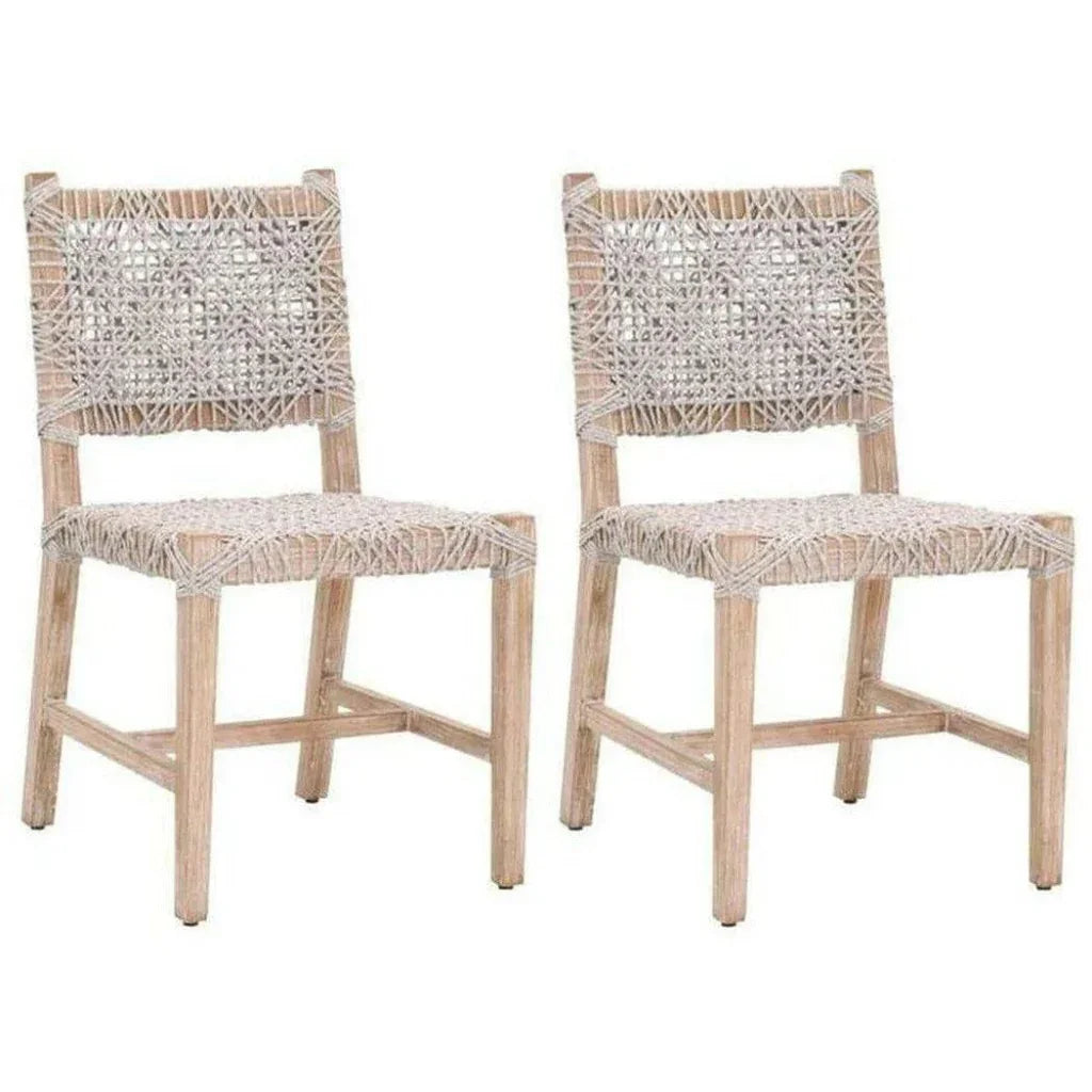 Essentials For Living Costa Taupe & White Rope Mahogany Wood Dining Chair 2PC