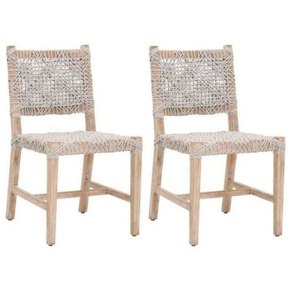 Essentials For Living Costa Taupe & White Rope Mahogany Wood Dining Chair 2PC