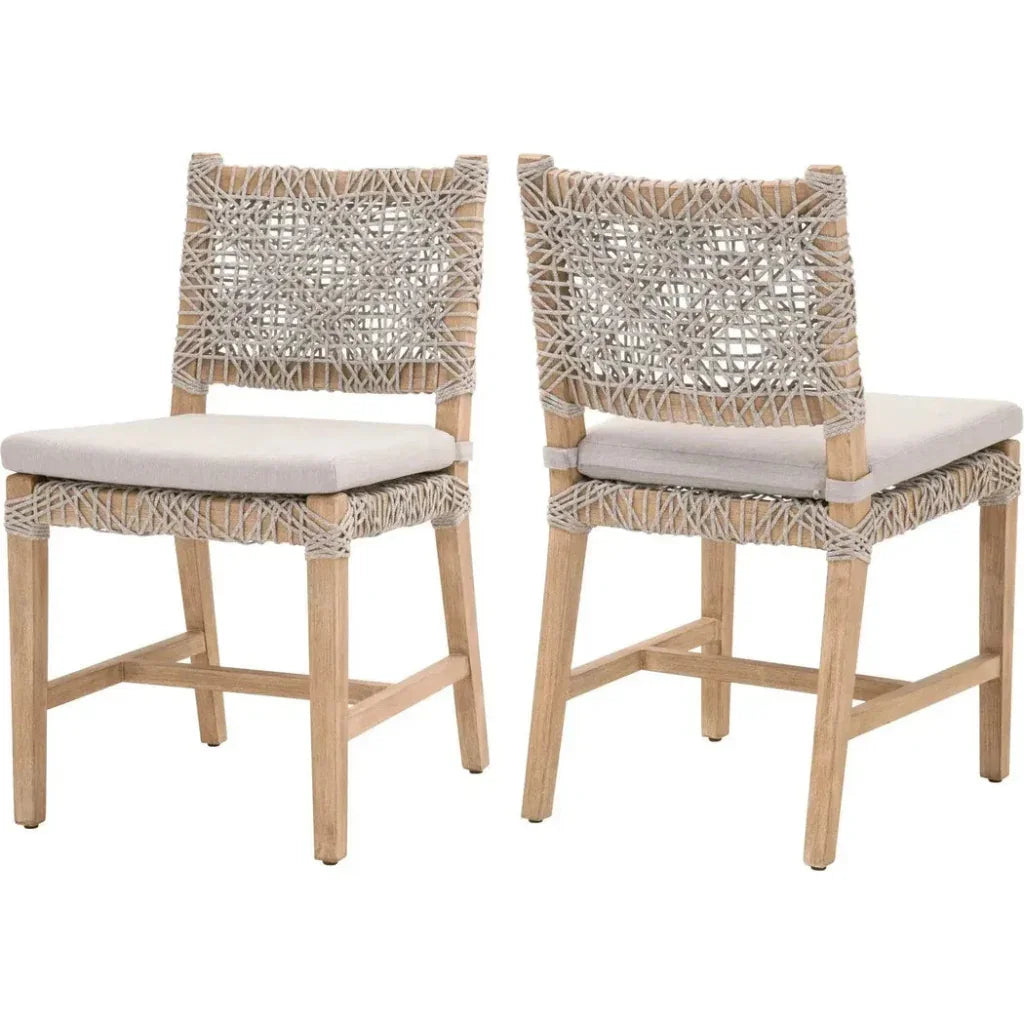 Essentials For Living Costa Taupe & White Rope Mahogany Wood Dining Chair 2PC