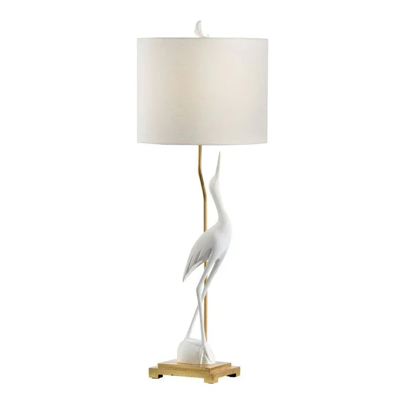 Wildwood Crane Silhouette Design White Table Lamp