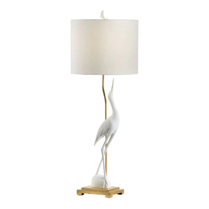 Wildwood Crane Silhouette Design White Table Lamp