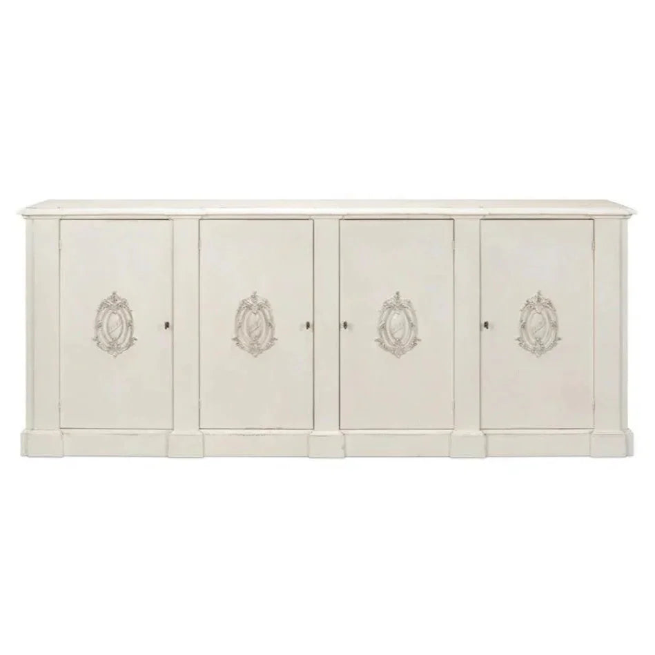 Crested Four Doors Wood Sideboard