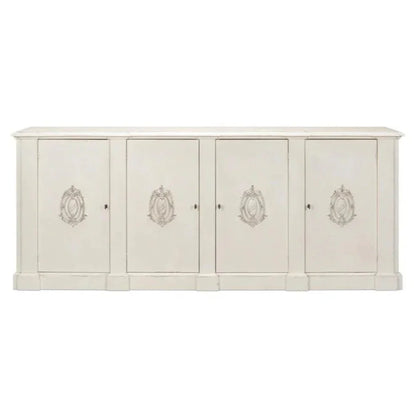 Crested Four Doors Wood Sideboard