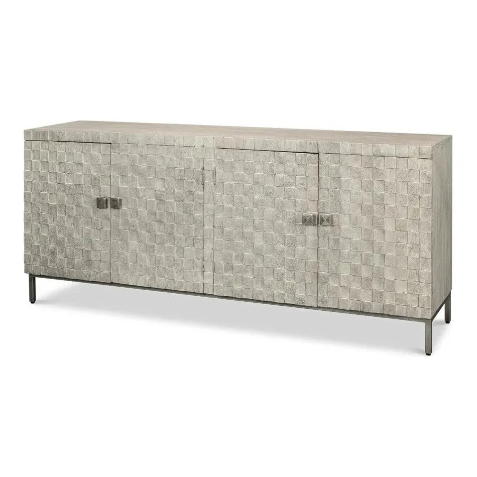 Cubist Four Door Credenza for Dining Room - LOOMLAN - Sarreid - Sideboards