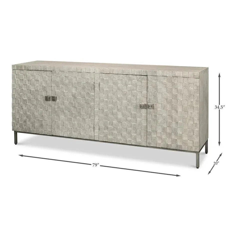 Cubist Four Door Credenza for Dining Room - LOOMLAN - Sarreid - Sideboards