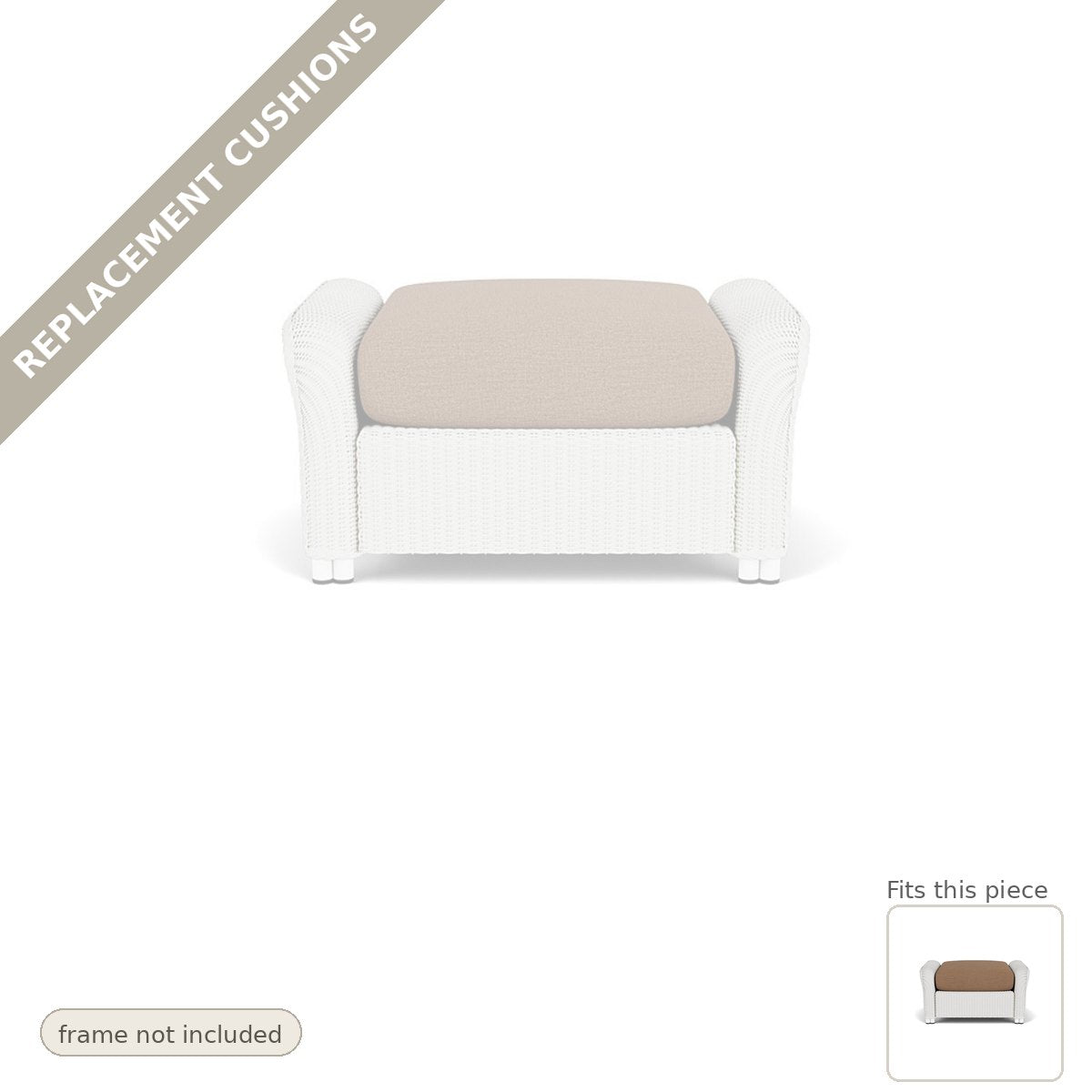 Cushions: Reflections Outdoor Replacement Cushions for Ottoman - Heirloom Quality