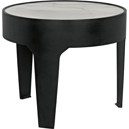 Noir Cylinder Marble Round Side Table