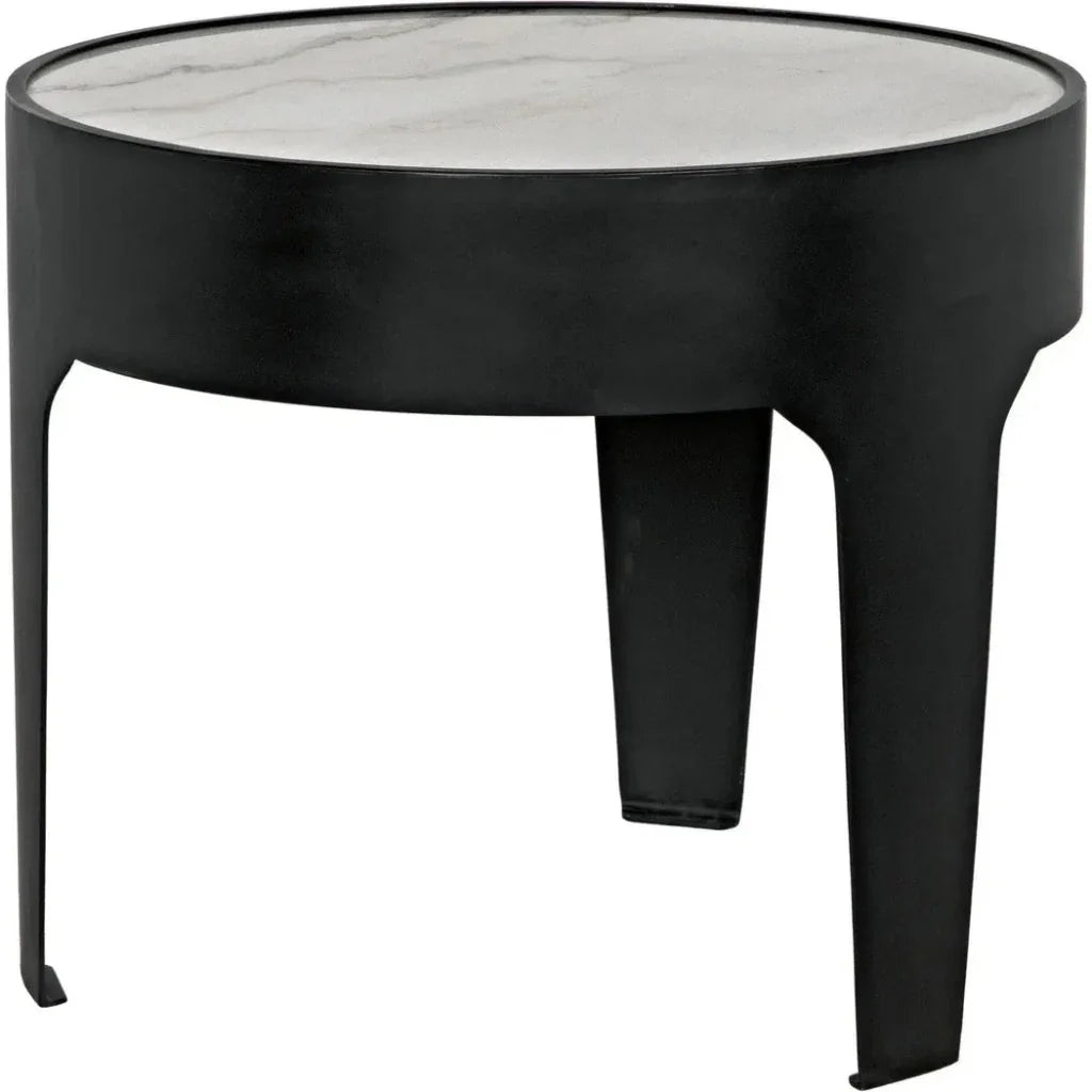 Noir Cylinder Marble Round Side Table