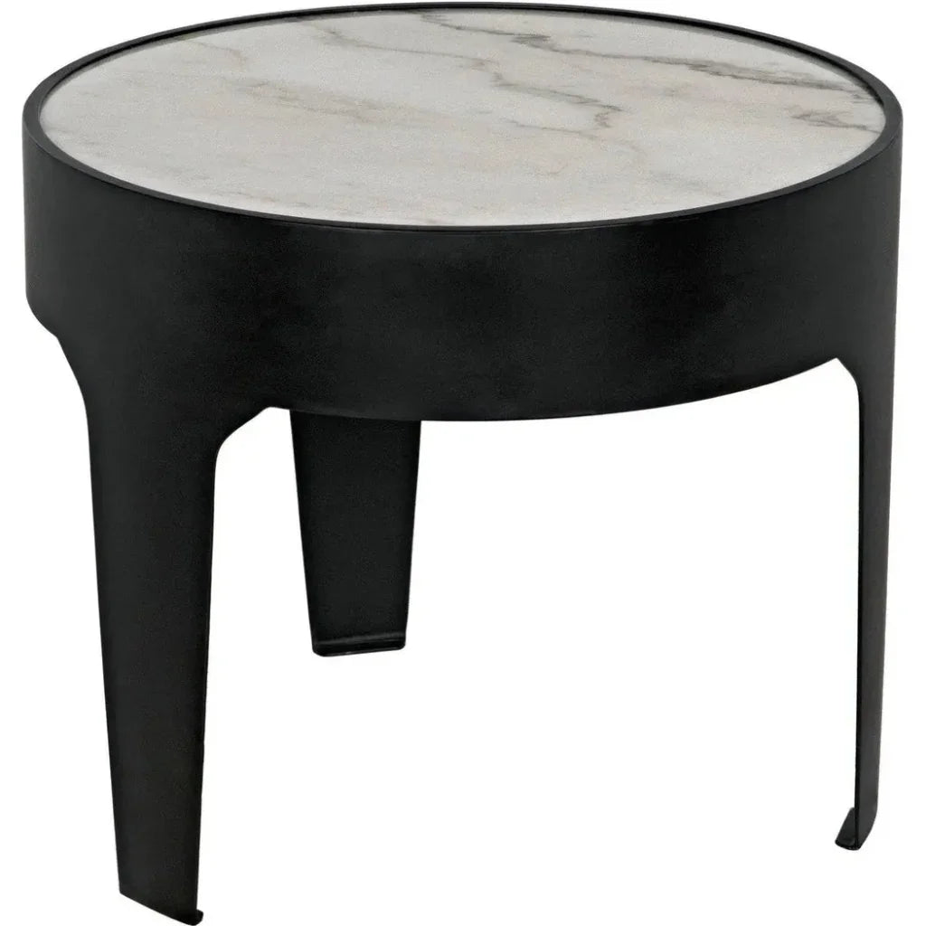 Noir Cylinder Marble Round Side Table