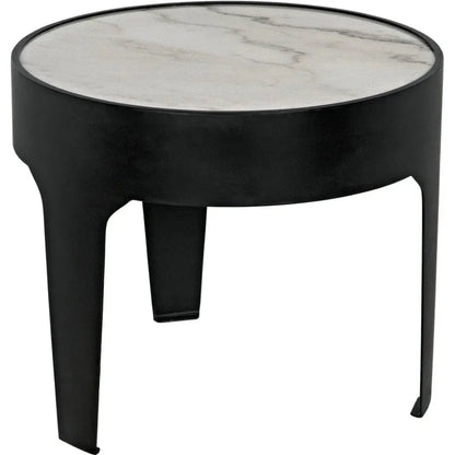 Noir Cylinder Marble Round Side Table