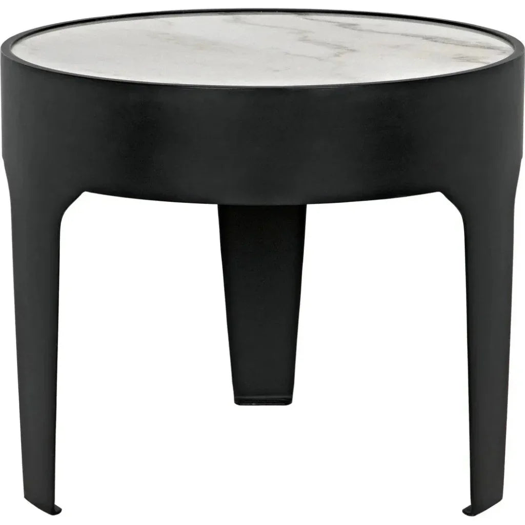 Noir Cylinder Marble Round Side Table
