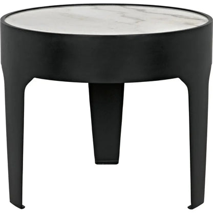 Noir Cylinder Marble Round Side Table